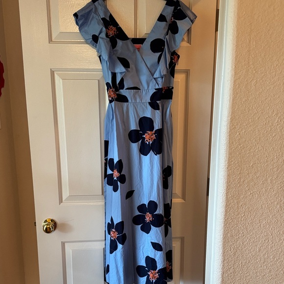 Kate Spade Blue and Black Floral Midi Dress - Picture 2 of 4